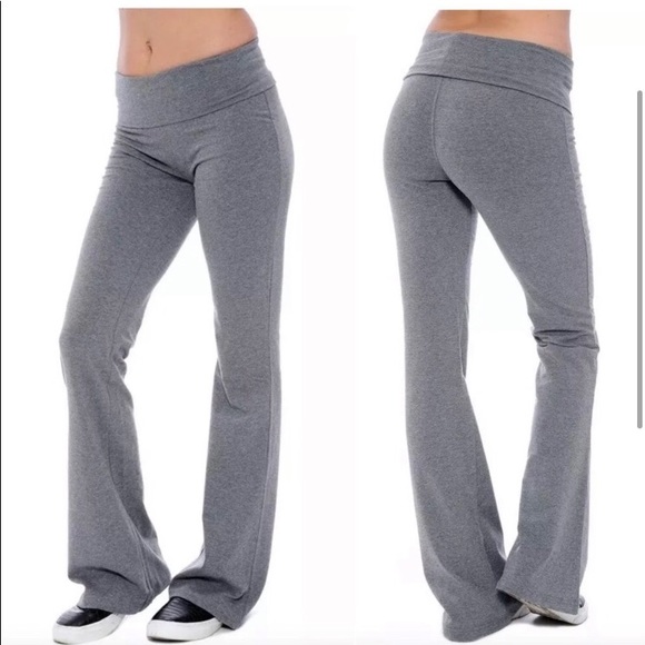 Grey fitted fold over yoga pants weekend wear leisure pants - Picture 2 of 2